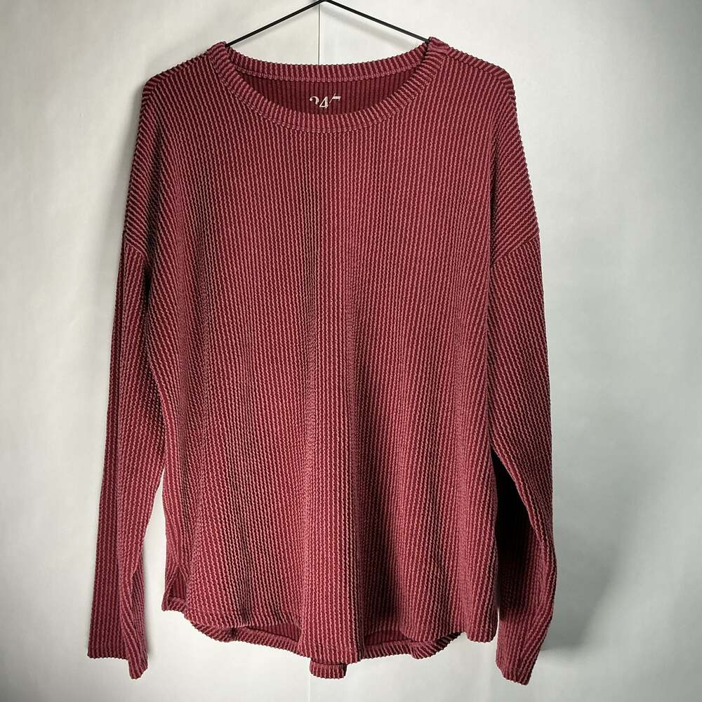 24/7 Comfort Apparel Long Sleeve Ribbed Knit Crewneck Sweater